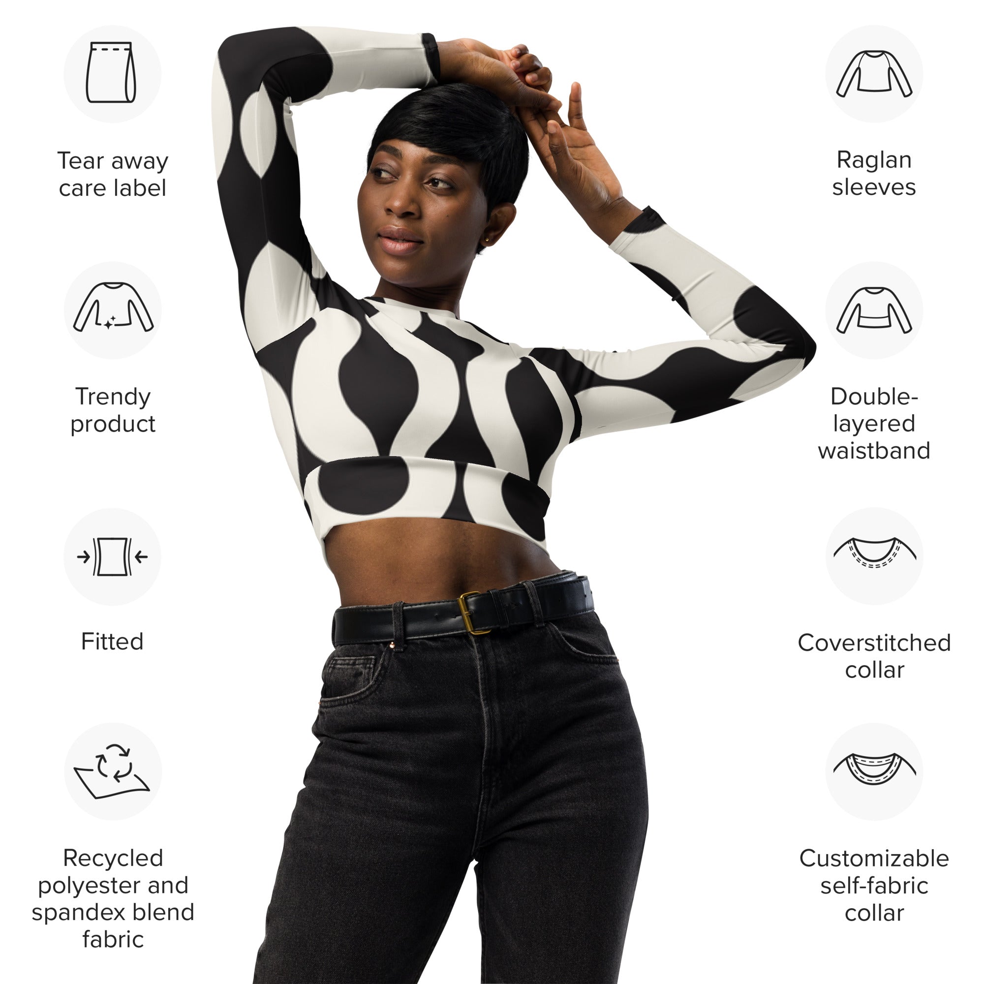 SHE REBEL - Wave Pattern Recycled Crop Top UPF 50+